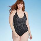 Women's Medium Coverage Animal Print One Piece Swimsuit - Kona Sol Black