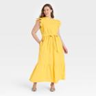 Women's Plus Size Ruffle Short Sleeve A-line Dress - Who What Wear Yellow