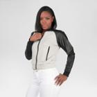 Women's Vegan Leather French Terry Jacket Heather Gray S - Poetic Justice,