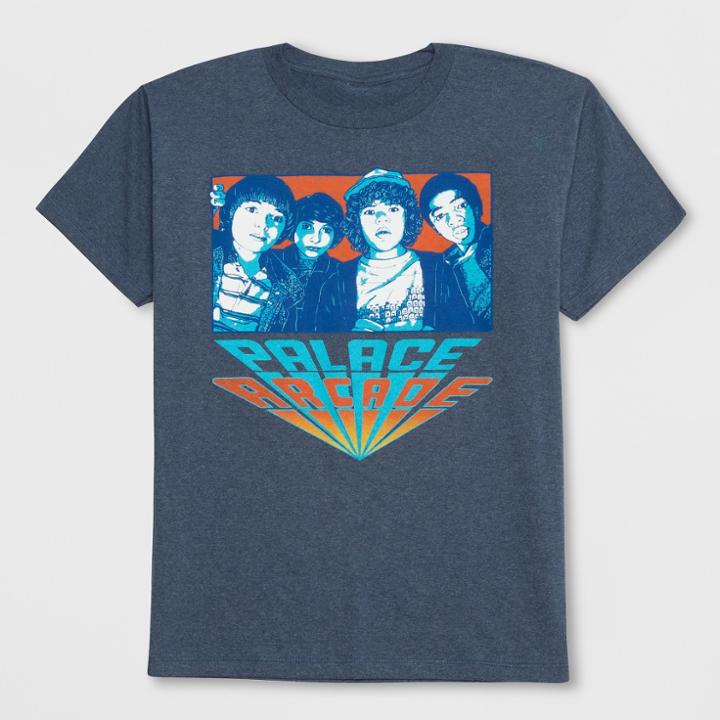 Boys' Stranger Things Palace Arcade Short Sleeve Graphic T-shirt - Heather Navy