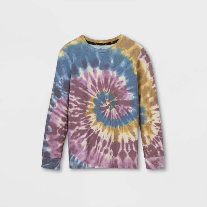 Boys' Tie-dye Long Sleevet-shirt - Art Class Navy/purple