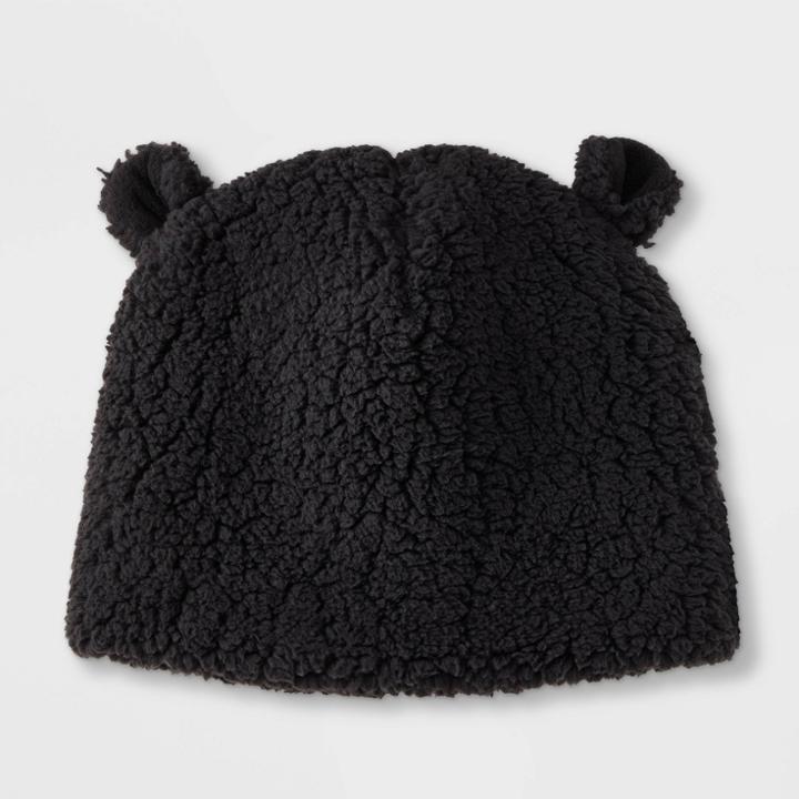 Kids' Teddy Fleece Beanie - Cat & Jack Black