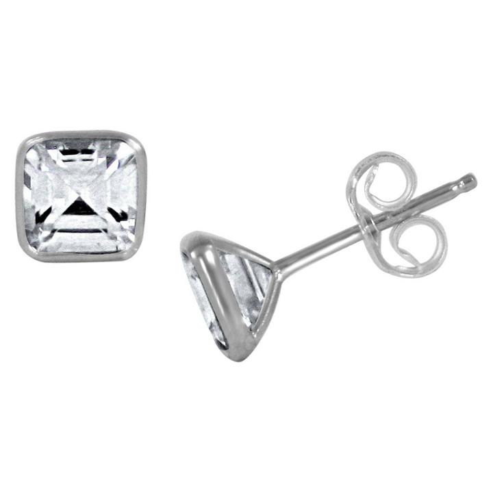 Zirconmania Women's Zirconite 1ctw Asscher Cut Cubic Zirconia Bezel Earring, Clear
