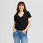 Women's Monterey Pocket V-neck Relaxed Fit Short Sleeve T-shirt - Universal Thread Black