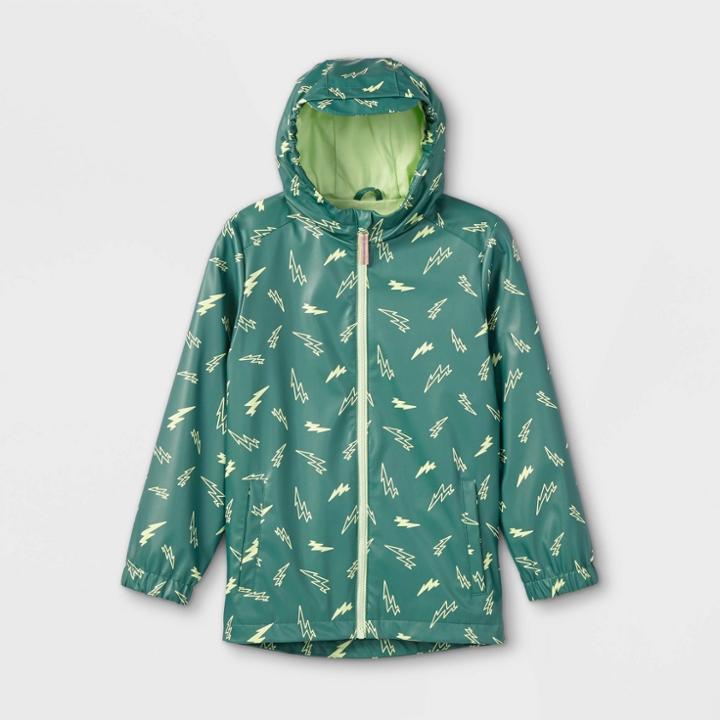 Boys' Lightning Bolt Rain Jacket - Cat & Jack Green