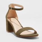 Women's Michaela Wide Width Block Heel Pumps - A New Day Olive (green) 7.5w,