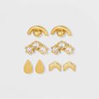 Sterling Silver With Cubic Zirconia Multi Shape Stud Earring Set 4pc - A New Day Gold