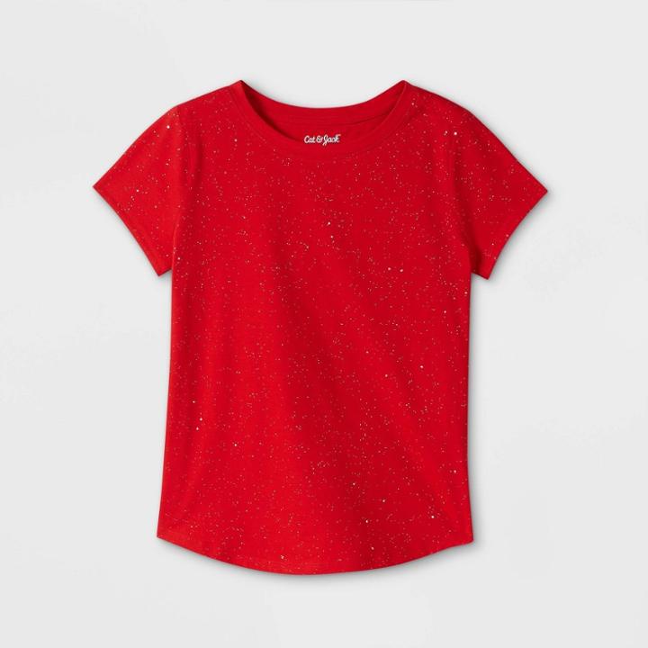 Girls' Short Sleeve Knit Top - Cat & Jack Red