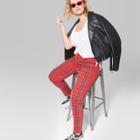 Plus Size Women's Plus Plaid Mid-rise Skinny Jeans - Wild Fable Red
