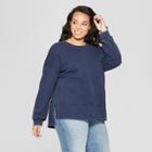 Women's Plus Size Tunic Long Sleeve Sweatshirt - Universal Thread Navy (blue)