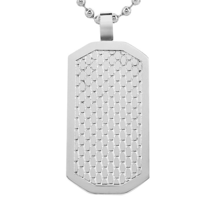 West Coast Jewelry Men's Polished Stainless Steel Textured Dog Tag Pendant