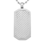 West Coast Jewelry Men's Polished Stainless Steel Textured Dog Tag Pendant