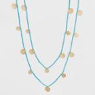 Sugarfix By Baublebar Beaded Layered With Gold Coins Necklace - Turquoise, Women's