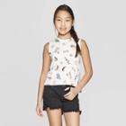 Girls' Graphic Knit Tank Top - Art Class White