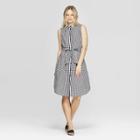 Women's Gingham Sleeveless Collared Button-front Tie Waist Shirtdress - Who What Wear Black/white