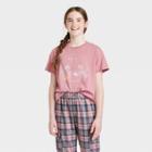 Girls' Boxy Cropped Graphic T-shirt - Art Class Dusty Pink