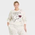 Zoe+liv Women's Plus Size I Don't Give A Sip Graphic Sweatshirt - Cream Tie-dye