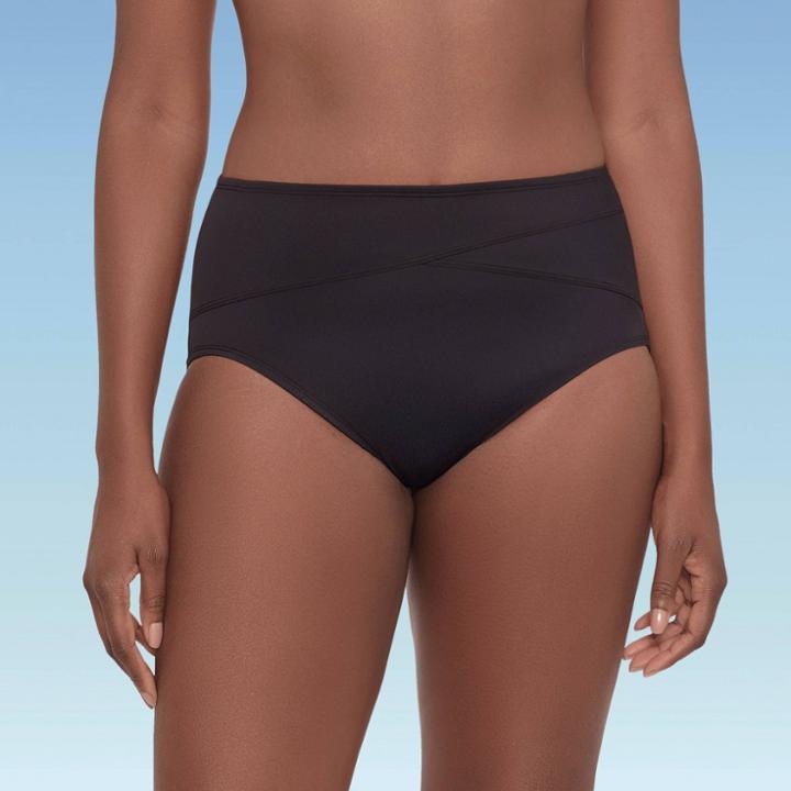 Women's Slimming Control Seamed High Waist Bikini Bottom - Dreamsuit By Miracle Brands Black