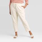 Women's Plus Size Twill Knit Jogger Pants - A New Day Cream 1x, Women's, Size: