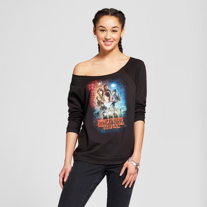 Target Women's Stranger Things Graphic Scoop Neck Sweatshirt (juniors') - Black