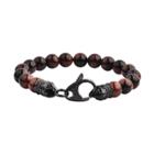 Men's Crucible Natural Stone Beaded Bracelet With Steel Clasp - Red Tiger Eye - Size