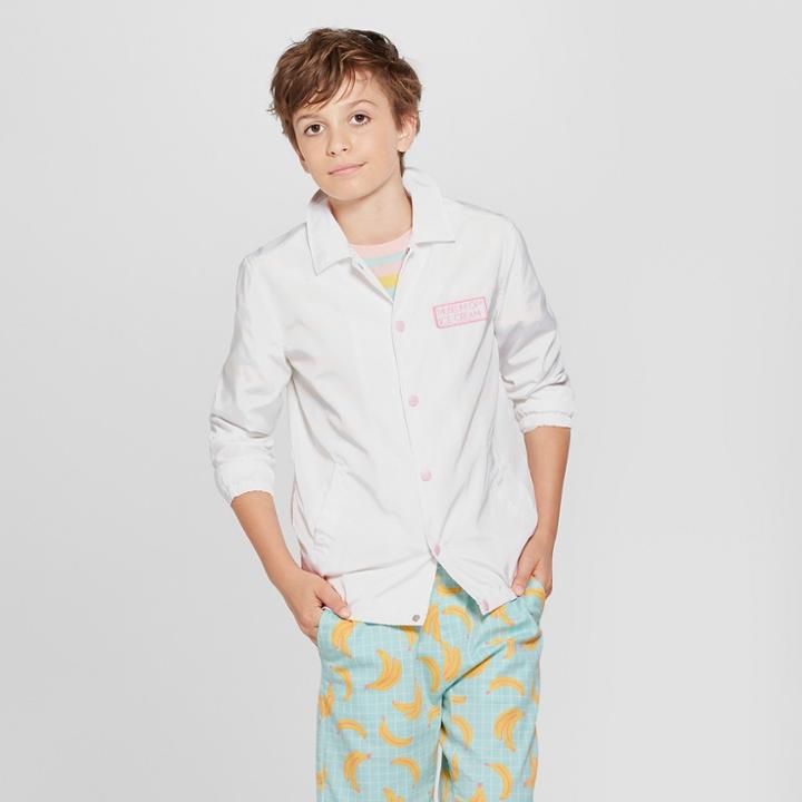 Boys' Graphic Coach Jacket - Art Class White