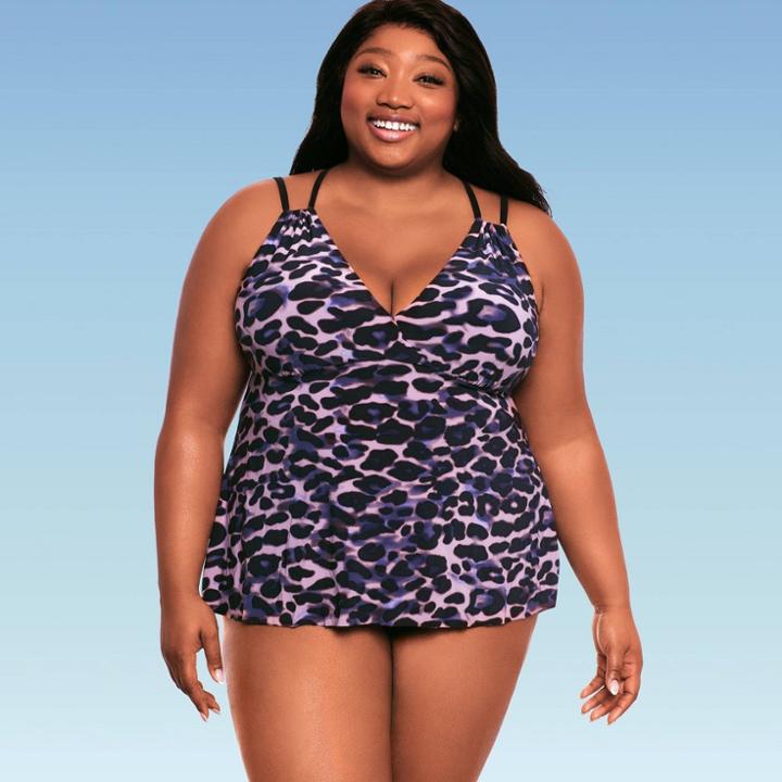 Women's Plus Slimming Control Strappy Tankini Top - Dreamsuit By Miracle Brands By Miracle Brands Grey 16w, Women's,