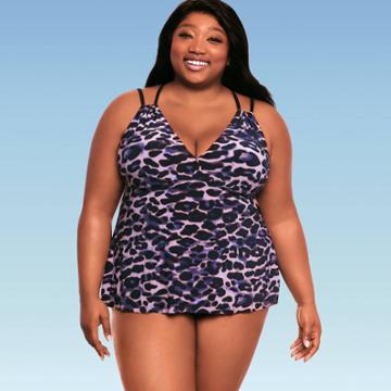Women's Plus Slimming Control Strappy Tankini Top - Dreamsuit By Miracle Brands By Miracle Brands Grey 16w, Women's,