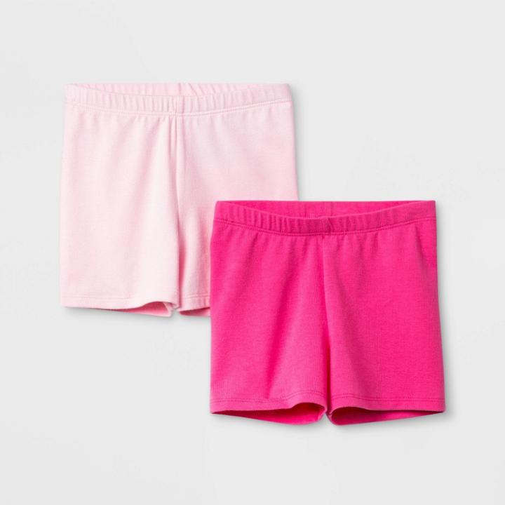 Toddler Girls' 2pk Tumble Shorts - Cat & Jack Light Pink/dark Pink 12m, Toddler Girl's,