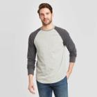 Men's Standard Fit Long Sleeve Crew Neck Baseball T-shirt - Goodfellow & Co Gray S, Men's,