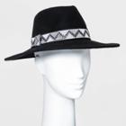 Women's Guitar Strap Band Wide Brim Fedora Hat - Universal Thread Black