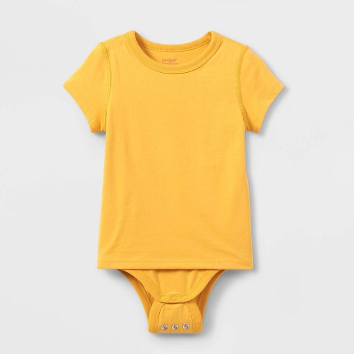 Toddler Kids' Adaptive Short Sleeve Bodysuit With Abdominal Access - Cat & Jack Mustard Yellow