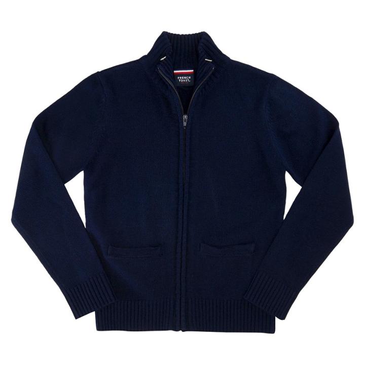 French Toast Boys' Zip Neck Uniform Pullover Sweater - Navy