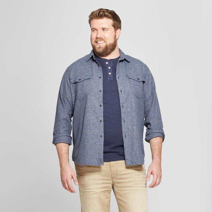 Men's Big & Tall Long Sleeve Denim Shirt - Goodfellow & Co Bergen Blue