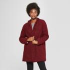 Women's Fashion Teddy Bear Coat - A New Day Burgundy