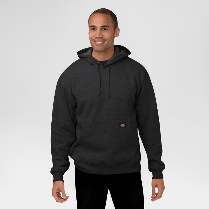 Dickies Men's Big & Tall Midweight Fleece Pullover Hoodie- Black Xl Tall,