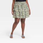 Women's Plus Size Floral Print Mini Skirt - Who What Wear Green