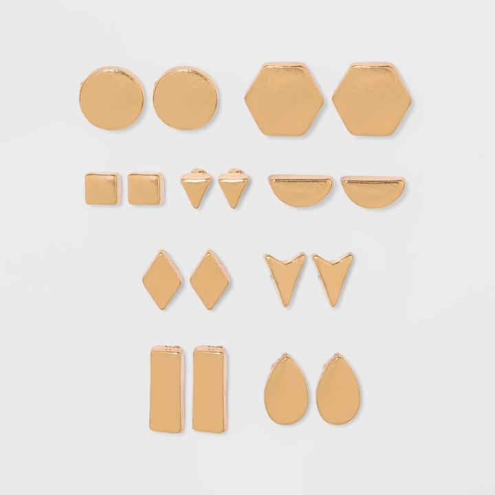 Geometric Shape Earring Set 9pc - Wild Fable Gold