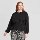 Women's Plus Size Cowl Neck Smocked Waist Knit Sweatshirt - Who What Wear Black 1x, Women's,