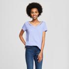 Women's Short Sleeve Cut-out Neckline Slub T-shirt - Grayson Threads (juniors') Blue