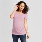 Maternity Side Shirred Striped Short Sleeve V-neck T-shirt - Isabel Maternity By Ingrid & Isabel Cactus Rose
