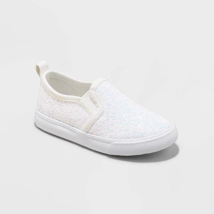 Toddler Girls' Madigan Slip-on Glitter Apparel Sneakers - Cat & Jack White