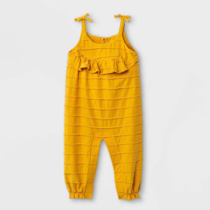 Baby Girls' Textured Romper - Cat & Jack Yellow Newborn