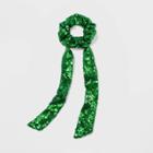 No Brand St. Patrick's Day Sequin Long Tail Hair Scrunchie - Green