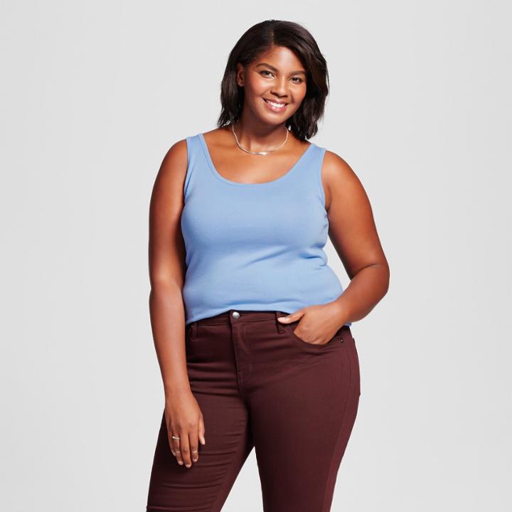 Women's Plus Size Tank Top - Ava & Viv Horizon Blue