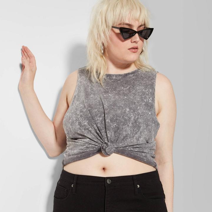 Women's Plus Size Crewneck Loose Fitting Tank Top - Wild Fable Hematite