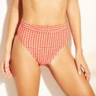 Women's Gingham High Waist Bikini Bottom - Xhilaration Red Gingham Xs, Calypso Red