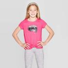 Girls' Short Sleeve Flip Sequin Girls Rule T-shirt - Cat & Jack Dark Pink
