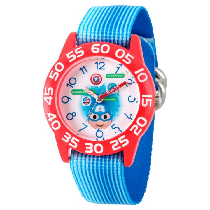 Boys' Marvel Emoji Captain America Plastic Time Teacher Watch - Blue