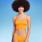Women's Ribbed Longline Bralette Bikini Top - Wild Fable Orange X